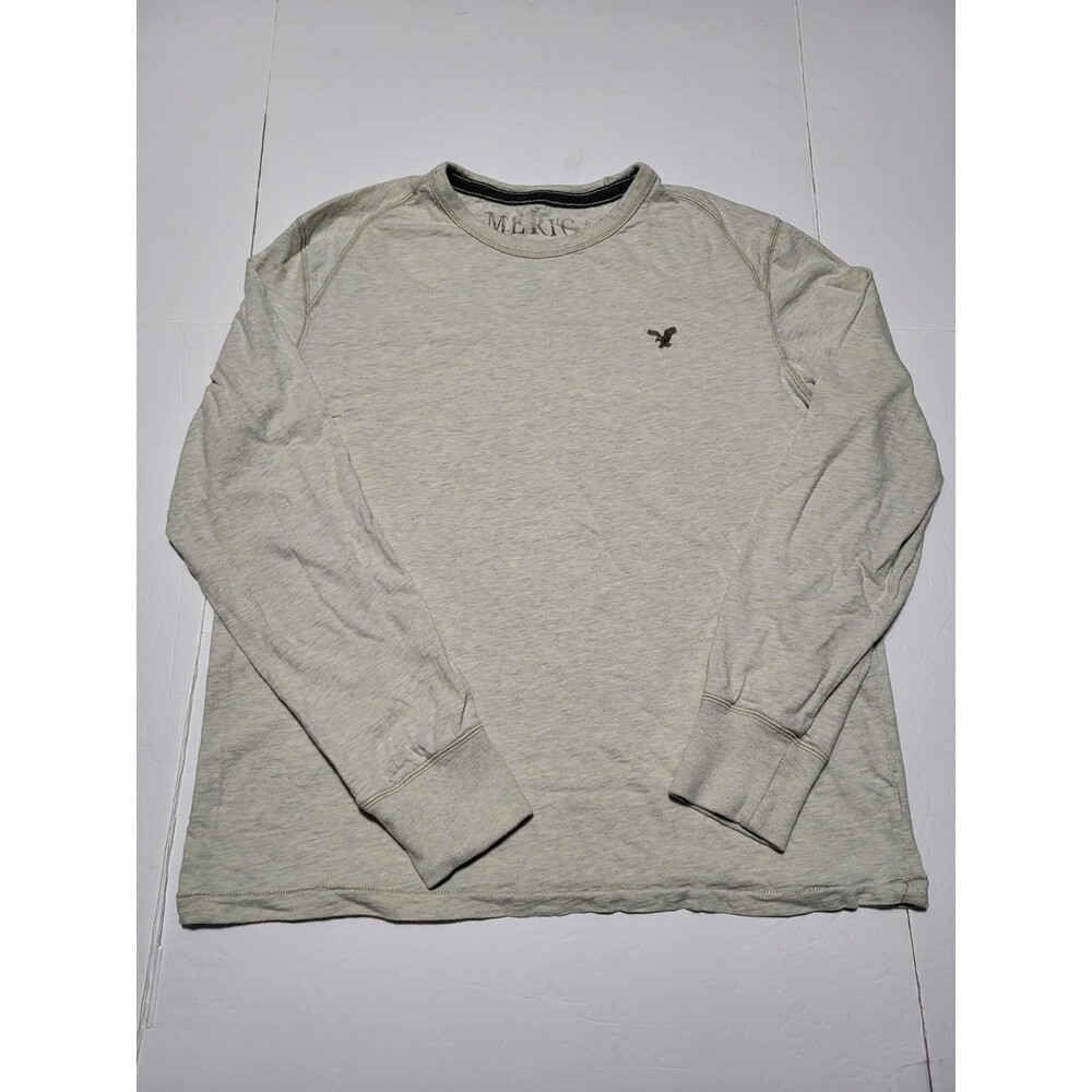 (#19)American Eagle Seventy Seven Long Sleeve Shirt Gray Heather Crew Neck Men L
